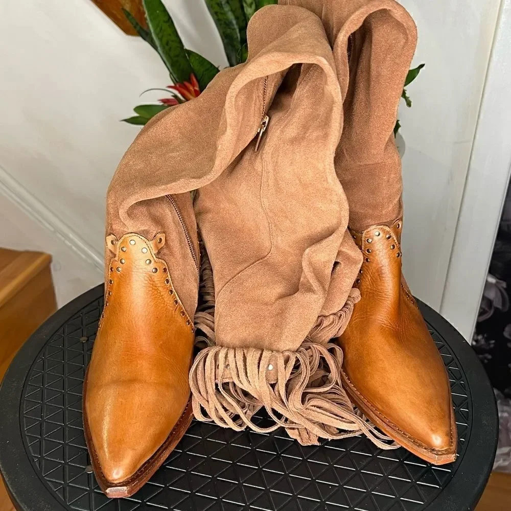 Free People Sage Fringe Over-The-Knee Boots